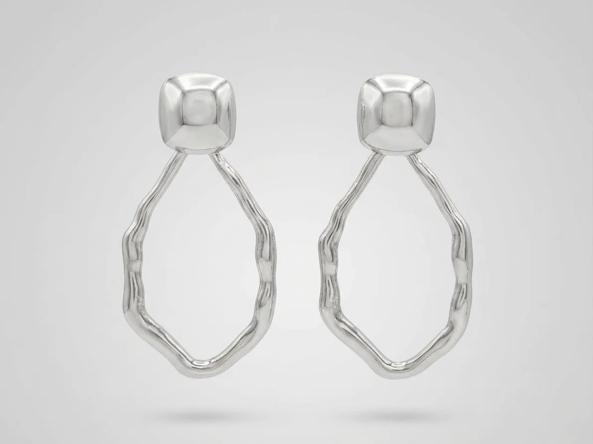 Zarcillos Hexagon Silver - Vista 2