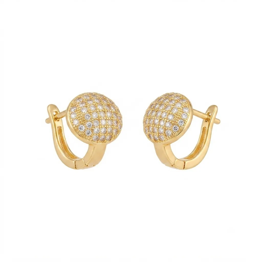 Zarcillos Huggie Pavé Dorado - B.F. ADAMS Bisutería Fina