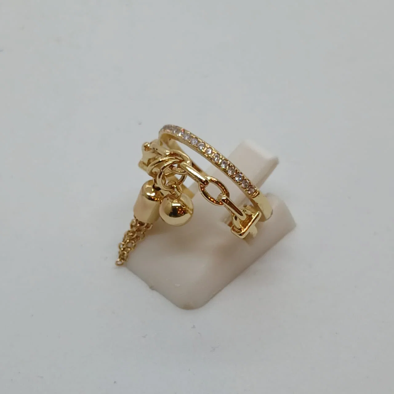 Anillo Doble Charms Dorado - Vista 3