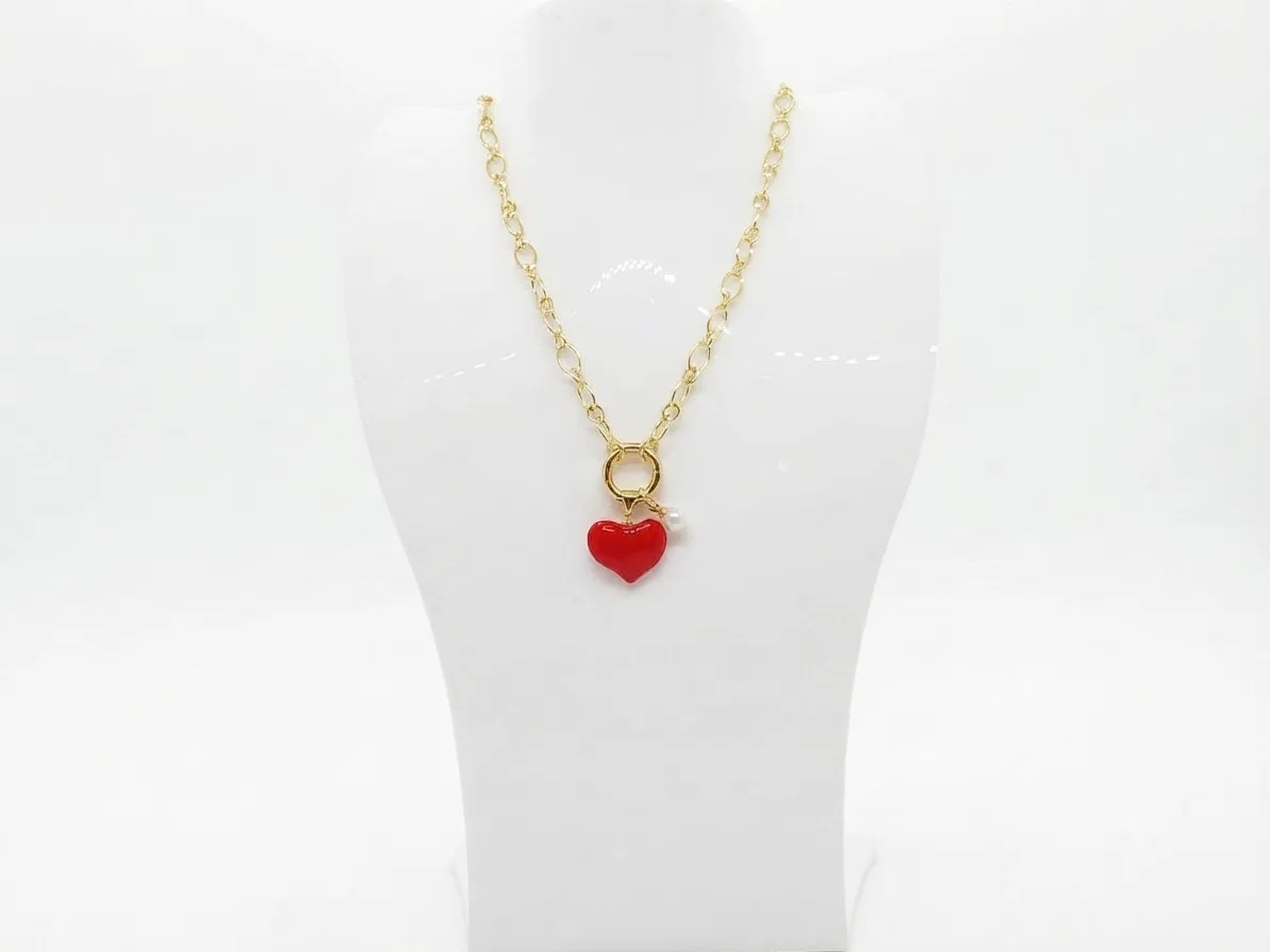 Collar Eslabones Corazon de Perla - Vista 4