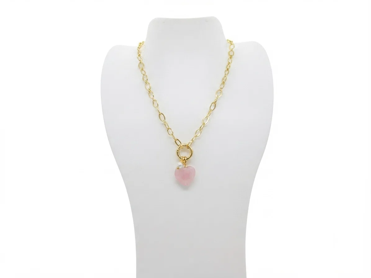 Collar Eslabones Corazon de Perla - Vista 3