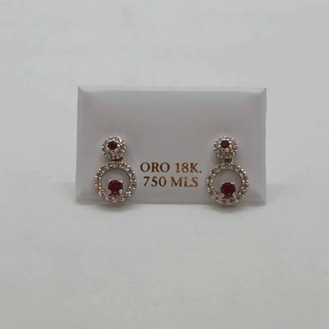 Zarcillos Aro Rubí Oro Blanco 18K - Vista 2