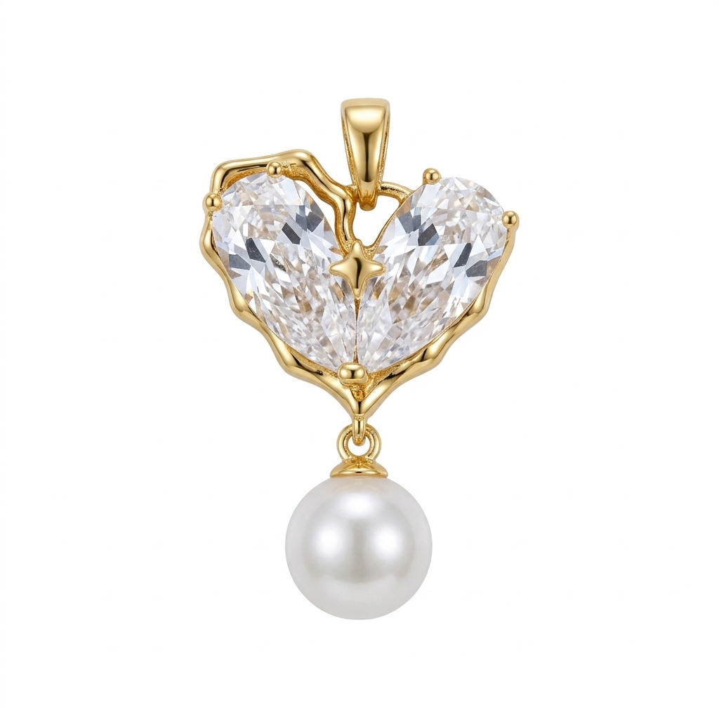 Dije Corazón Bagette con Perla - Dijes - B.F. ADAMS Bisutería Fina