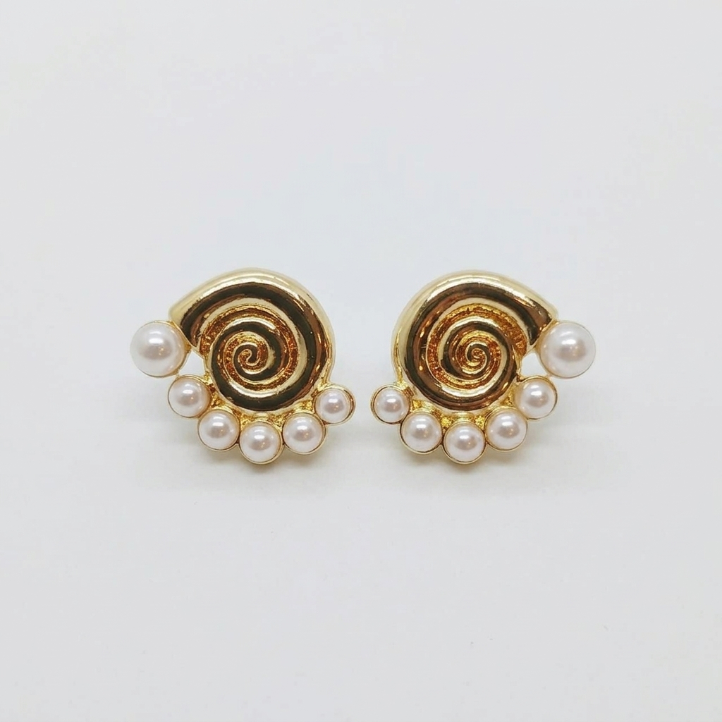 Zarcillos Caracol Espiral Perlado - Zarcillos - B.F. ADAMS Bisutería Fina