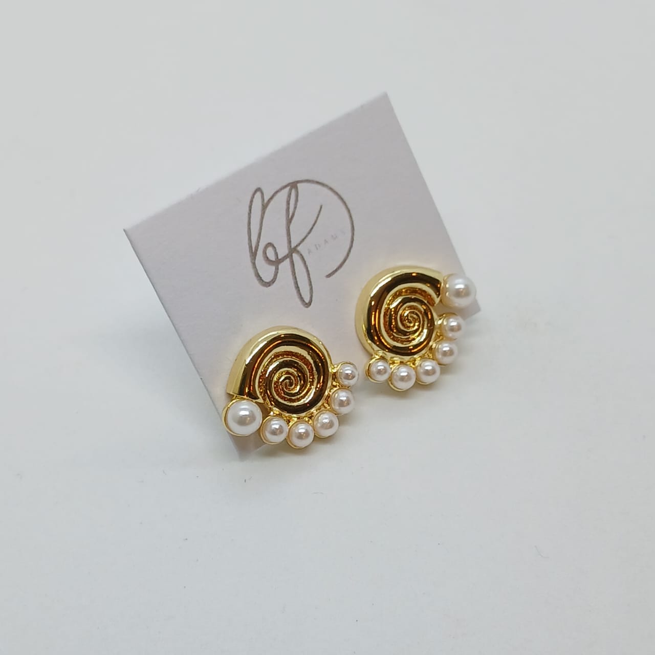 Zarcillos Caracol Espiral Perlado - Vista 4