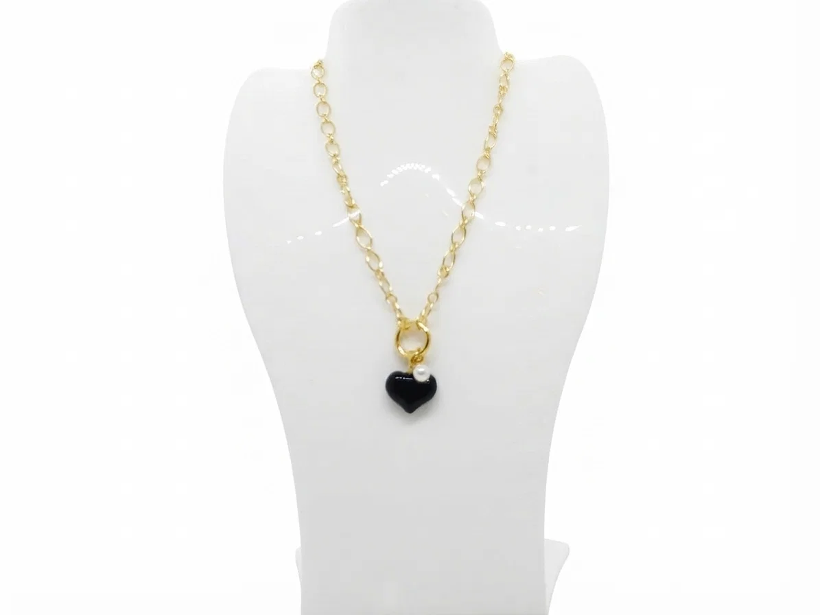 Collar Eslabones Corazon de Perla - Vista 2