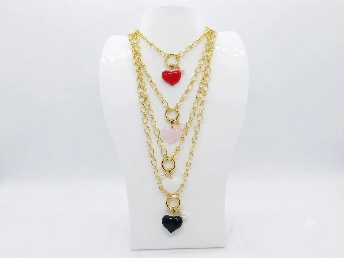 Collar Eslabones Corazon de Perla - Vista 6