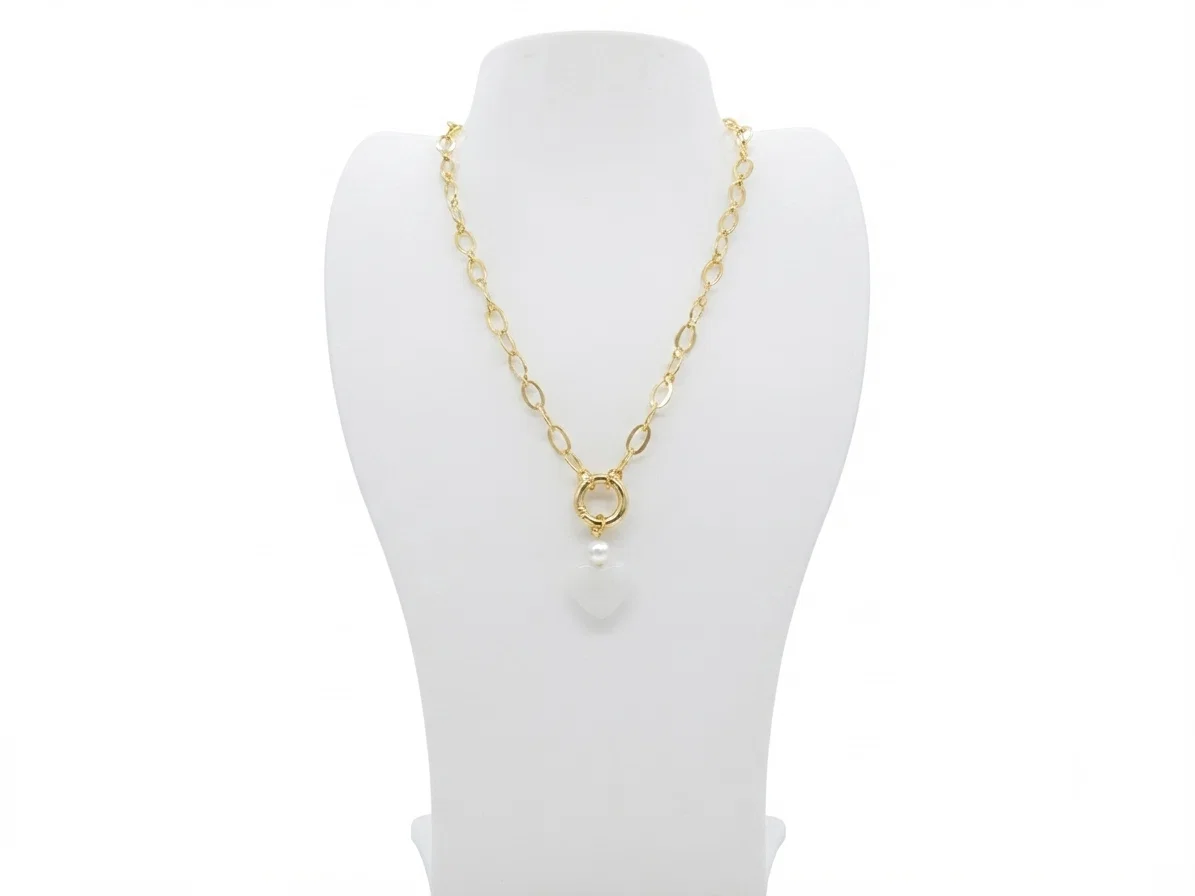 Collar Eslabones Corazon de Perla - Vista 5